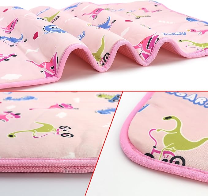 NACOCO Summer Pet Cooling Mat - Cat Dog Cushion Pad Sleeping Cool Dinosaurs Comfortable Soft for Pets Kids and Adults(Pink Dinosaur, M)