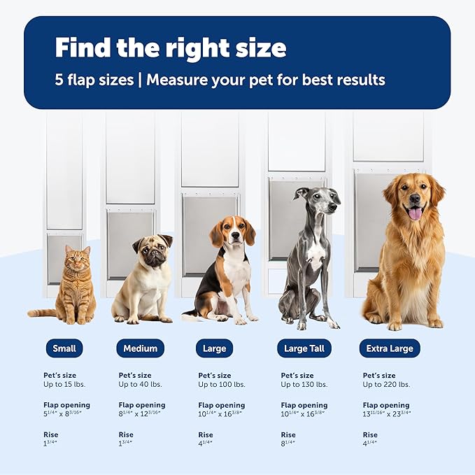 PetSafe Sliding Glass Pet Door - No-Cut DIY Install Doggy Door for Renters - Aluminum Frame - Adjustable Height 75 7/8" to 80 11/16" - Ideal for Large Dogs Up to 130 lb - Bronze