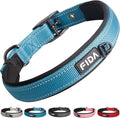 Fida Heavy Duty Dog Collar, Ultra Comfortable Soft Neoprene Padded, Adjustable Reflective Nylon Pet Collar with Durable Metal Belt Buckle for Large Breeds (L, Blue)