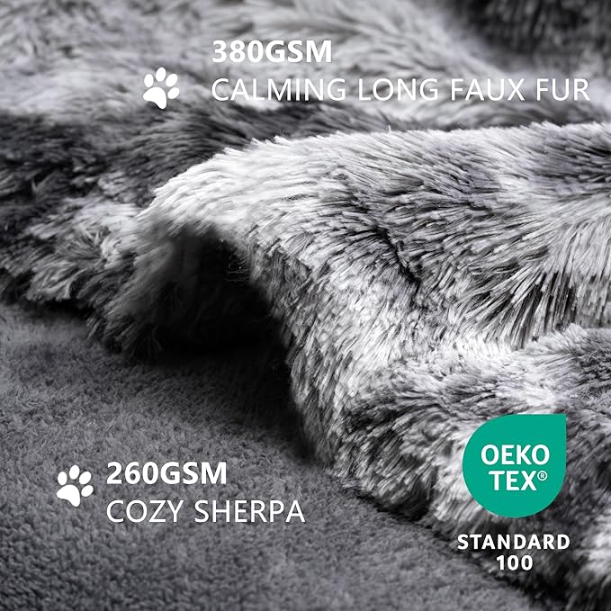 gogobunny Waterproof Dog Blanket for Couch & Furniture Protection - Super Soft Reversible Throw for Large Dogs & Cats, Calming Washable Fur & Sherpa Pet Blanket(60x80 Inch, Tie-dye Grey)