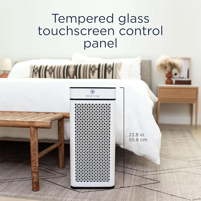 Medify MA-40 Air Purifier with True HEPA H13 Filter | 1,793 ft² Coverage in 1hr for Smoke, Wildfires, Odors, Pollen, Pets | Quiet 99.9% Removal to 0.1 Microns | White, 1-Pack