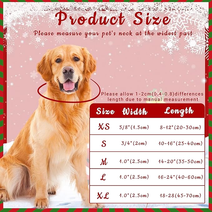 Christmas Dog Collar, Classical Puppy Collar for Small Medium Large Dogs, Adjustable Soft Plaid Pet Collar with Safety Buckle for Male Females (Red Plaid, L)