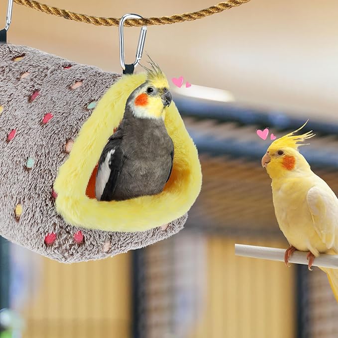 MEWTOGO Medium Winter Warm Bird Nest for Cage - Comfortable Birds Bed with Support Plate, Hanging Shed Hideaway Hammock Hut Gift for Macaws African Grey Amazon Parrots
