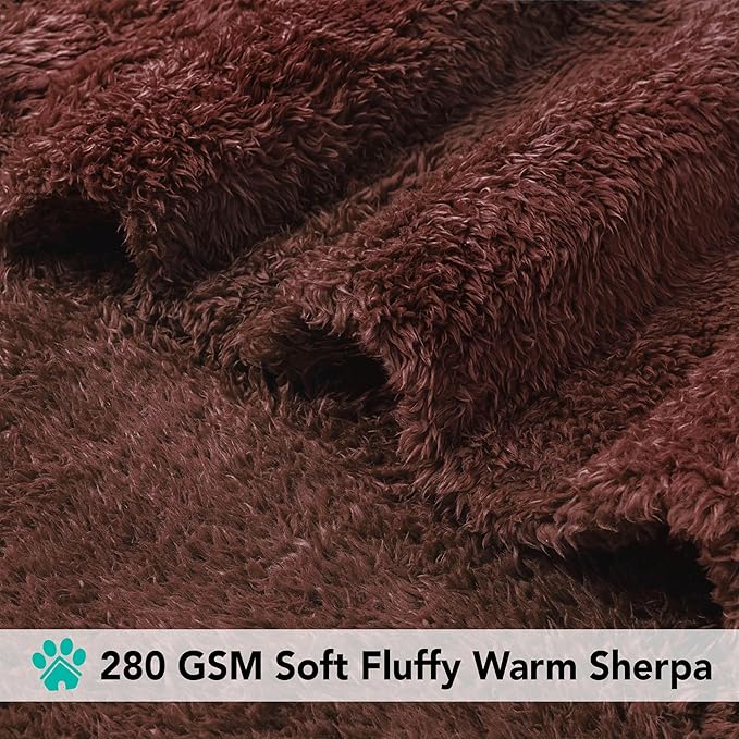 PetAmi Dog & Cat Blanket - Fluffy Soft, Sherpa Fleece, Calming Pet Blanket Throw for Bed, Sofa, Couch - Brown, Large 40x60