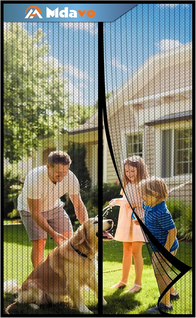Magnetic Screen Door, Heavy Duty Door Screen Magnetic Closure Keep Bugs Out,Pet & Kid Friendly，Hands Free Door Screen Fit Door Size 60 x 80 Inches