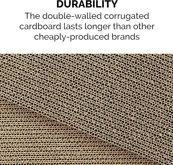Furhaven Scratching Board w/ Catnip for Indoor Cats, Reversible - Classic Corrugated Cat Scratcher Pad - Yellow, Small