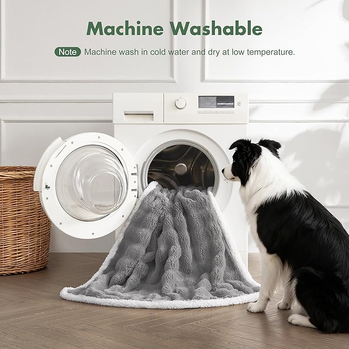 Soft Cozy Waterproof Puppy Blankets for Small Dogs - Room Decor Cat Blanket for Couch Furniture Protector, Washable Dog Blankets for Indoors & Outdoors, Grey, 25"x35"