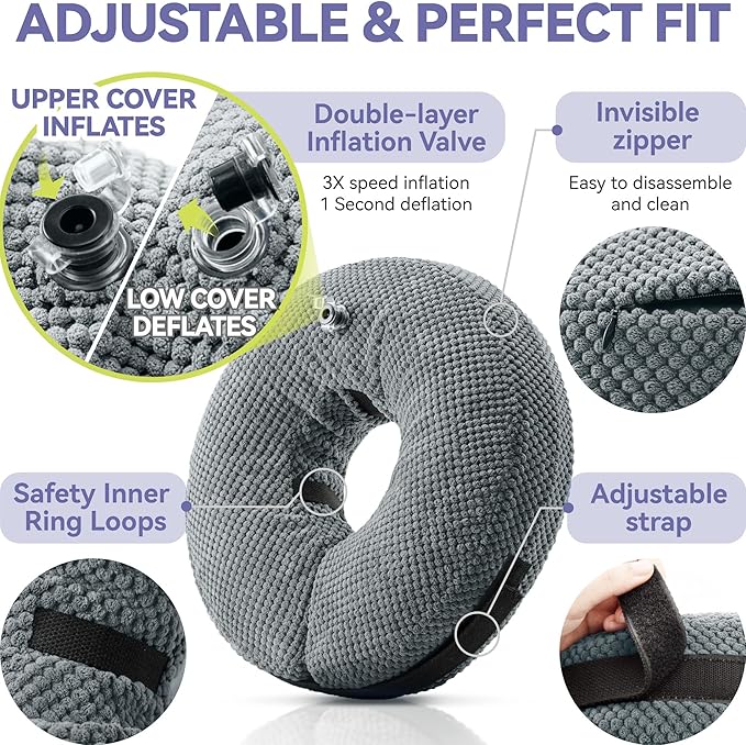 Soft Inflatable Dog Cone Collar for Large Medium Small Dogs Cats - After Surgery Donut, E Collar Alternative for Recovery