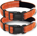 2 Pack Reflective Dog Collar with Safety Locking Buckle, Adjustable Soft Breathable Comfortable Nylon Pet Collar for Small, Medium and Large Dogs, Orange, L