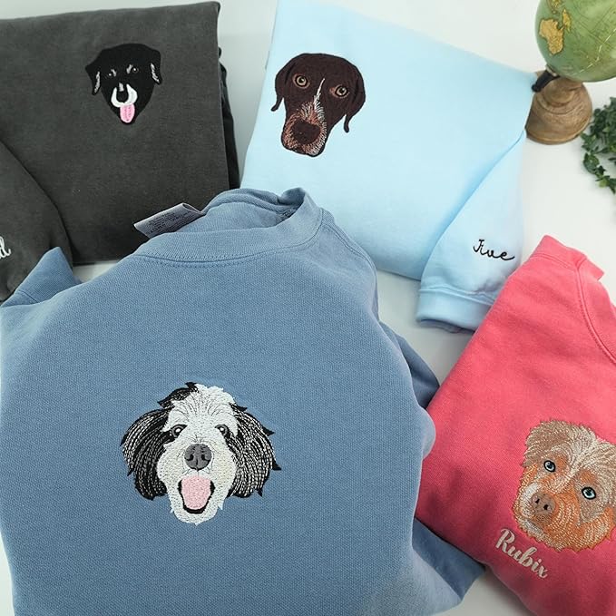 NAZENTI Custom Photo Pet Embroidered Sweatshirt, Custom Dog Face Embroidered Sweatshirt, Dog Mom Sweater,Cat Sweater
