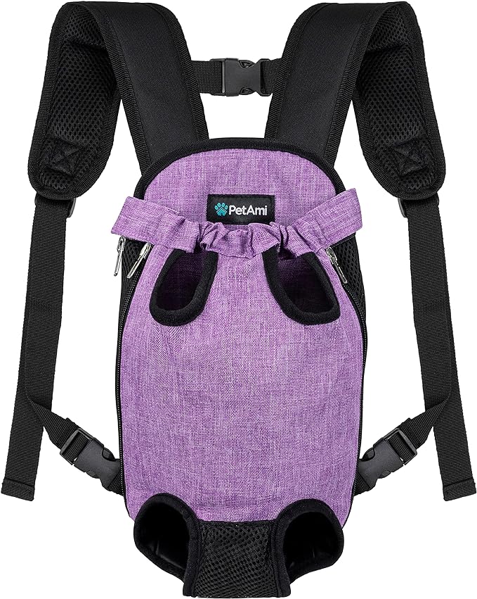 PetAmi Dog Carrier Backpack, Adjustable Pet Cat Front Carrier Backpack, Ventilated Dog Chest Carrier for Hiking Camping Travel, Sling Bag for Small Medium Dog Cat Puppies, Large, 12-16 lbs, Purple