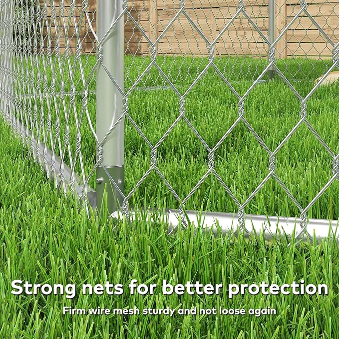 6.8x6.8 FT Outdoor Dog Kennel Outside Heavy Duty Dog Enclosure with Waterproof Cover and Security Lock, Galvanized Wire Mesh Hexagonal Large Dog Kennel(81x81x95.3IN)