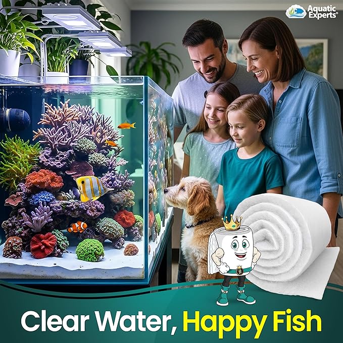 Aquatic Experts Aquarium Filter Floss for Fish Tank Filters - FilterFirst Aquarium Filter Pad - Media Roll for Crystal Clear Water, 3/4" - 1" Thick (18 Inch Wide, 12 Feet Long)