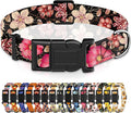 Dog Collar for Boys & Girls, Puppy Collar for Small to Large Dogs, Adjustable Soft Floral Pattern Pet Collar with Safety Buckle for Male & Females (Red, L)