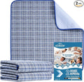 OUTCREATOR® Washable Bed Pads 34" x 76" (Pack of 2) for Incontinence Mattress Protector, Reusable Underpads for Elderly, Adults, Kids, Pets with Anti-Slip Bottom (Light Blue Plaid)