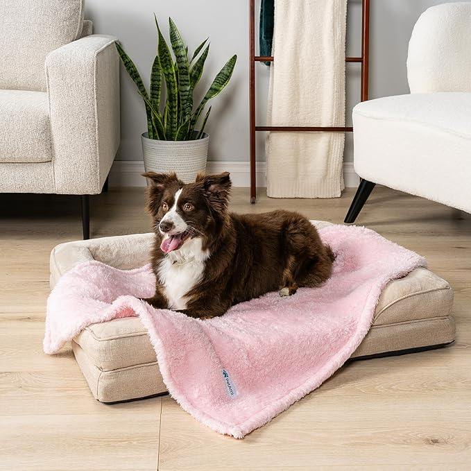 PetAmi Dog Blanket for Small Medium Dogs, Pink Fluffy Soft Sherpa Fleece for Puppy, Kitten, Doggie, Calming Pet Throw for Couch Sofa Bed, Washable, Medium 29x40