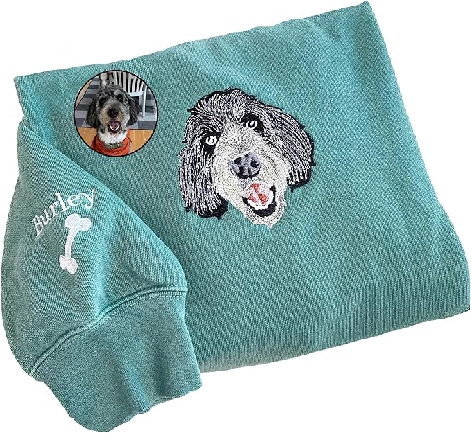NAZENTI Custom Photo Pet Embroidered Sweatshirt, Custom Dog Face Embroidered Sweatshirt, Dog Mom Sweater,Cat Sweater