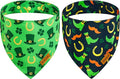 St. Patrick's Day Dog Bandanas with Snap Button, 2 Pack Reversible Shamrock Dog Scarf for Boy & Girl, Durable Fabric, Gift for Dogs, Holiday Bandana for Large and Extra Large Dogs (X-Large)