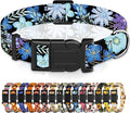 Dog Collar for Boys & Girls, Puppy Collar for Small to Large Dogs, Adjustable Soft Pet Collar with Safety Buckle for Male & Females (Purple Floral, M)