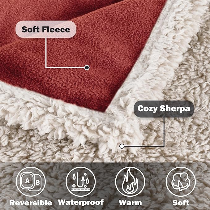 Kritter Planet Waterproof Bed Blanket for Couples, Washable Stain Proof Pad Bed Cover, Reversible Leakproof Protector, Liquid Pee Proof Blanket for Couch Sofa, 80x90 inch, King Size
