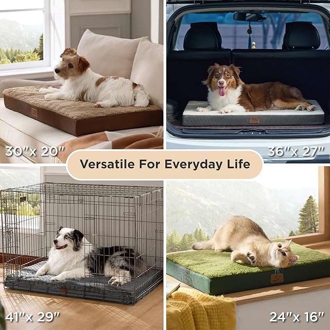 Bedsure XL Dog Bed for Crate - Large Comfy Flat Pet Beds with Removable Washable Cover, Orthopedic Egg Crate Foam Crate Mat, Suitable for Pet Up to 90 lbs