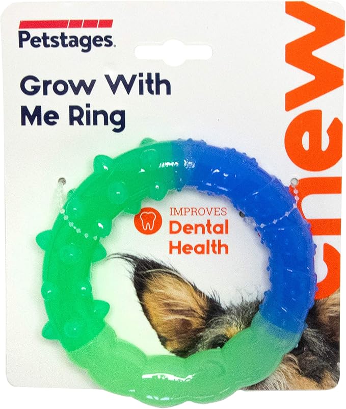 Outward Hound Pupstages Grow-with-Me Ring Dog Chew Toy, Durable Rubber, 3 Texture Zones, Teething Puppies & Small Dogs, 4.7”