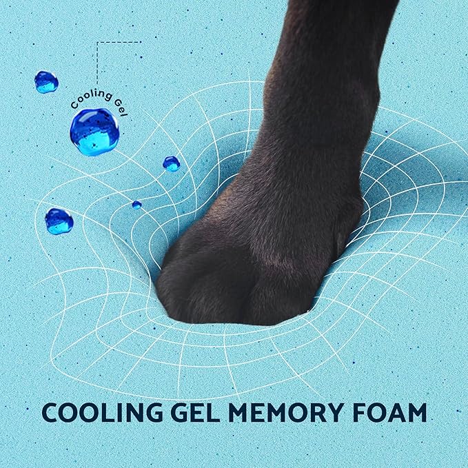 Large Cooling Dog Bed, Waterproof Pet Bed for Indoor & Outdoor Use, Machine Washable Cover with Non-Slip Bottom (35" x 22", for Dogs up to 75lbs)