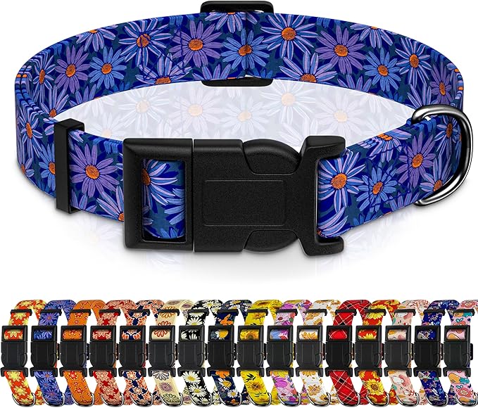 Dog Collar, Classical Indian Spirit Boys Girls Puppy Collar for Small Medium Large Dogs, Adjustable Soft Indian Pet Collar with Safety Buckle for Male Females(Purple,L)