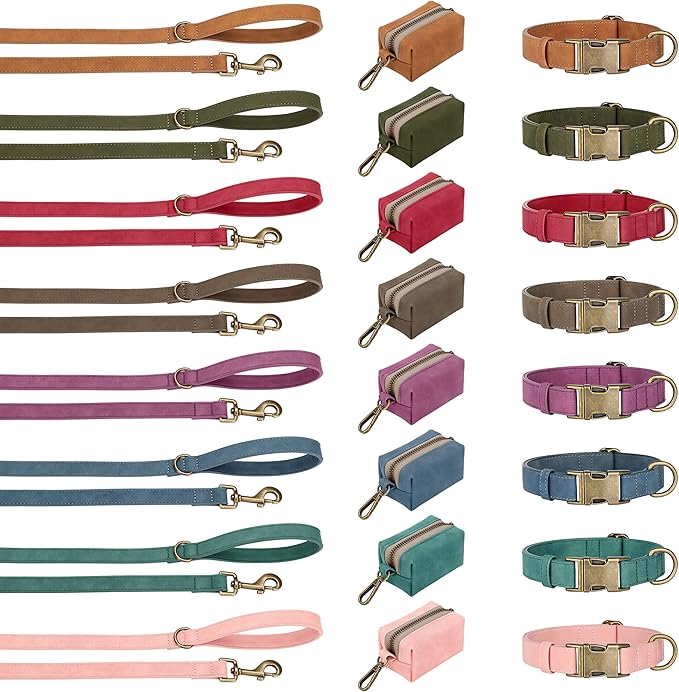 Didog Soft PU Leather Dog Collar, Stylish Quick Released Dog Collar for Large Dogs, Easy Clean Adjustable Pet Collar for Daily Walking, Light Brown, L Fit 15-23" Neck