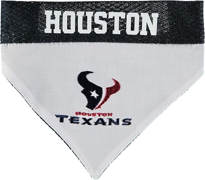 Pets First NFL DOG BANDANA - HOUSTON TEXANS REVERSIBLE PET BANDANA. 2 Sided Sports Bandana with a PREMIUM Embroidery TEAM LOGO, Small/Medium. - 2 Sizes & 32 NFL Teams available