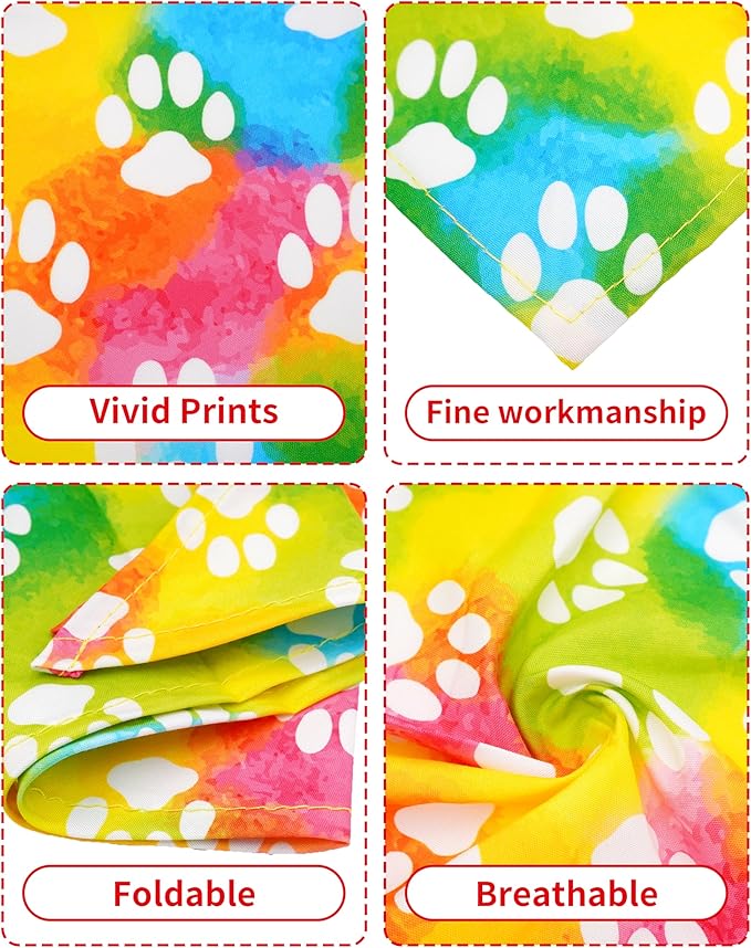 PET SHOW 50 Pack Paw Pattern Small Dog Bandanas Bulk XS Washable Puppy Girl Boy Triangle Bibs Kerchief Set Cats Scarves Pet Grooming Accessories