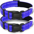 2 Pack Reflective Dog Collar with Safety Locking Buckle, Adjustable Soft Breathable Comfortable Nylon Pet Collar for Small, Medium and Large Dogs, Navyblue, S
