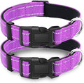 2 Pack Reflective Dog Collar with Safety Locking Buckle, Adjustable Soft Breathable Comfortable Nylon Pet Collar for Small, Medium and Large Dogs, Rosered, M