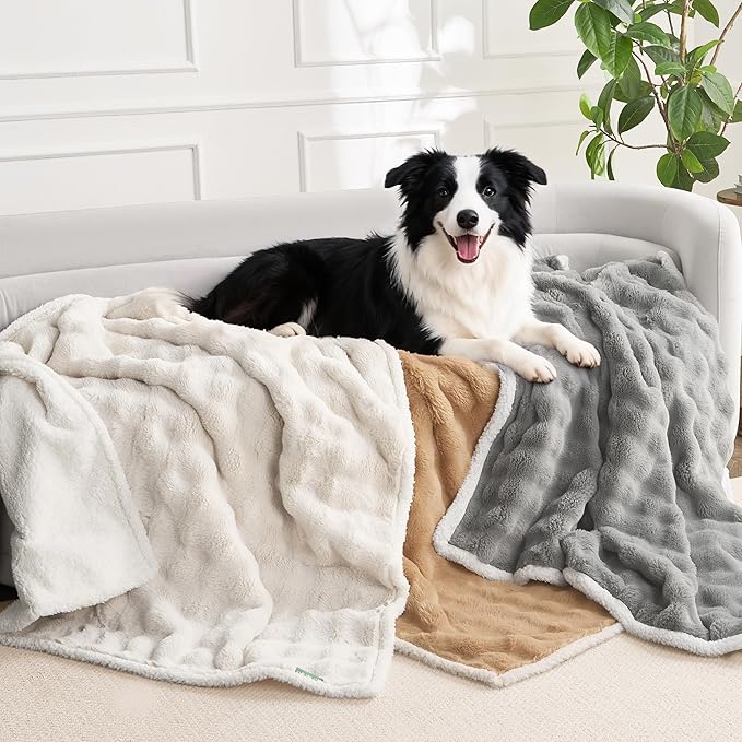 Soft Cozy Waterproof Dog Blanket for Large Dogs - Room Decor Pet Throw Blanket for Couch Bed Protector, Washable Dog Blankets for Indoors & Outdoors, Grey, 50"x60"