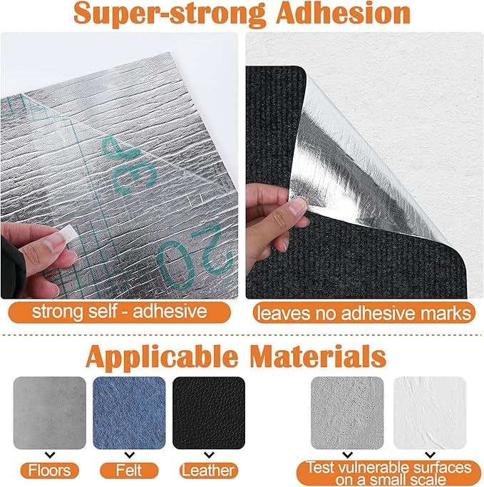 Cat Scratch Furniture Protector - 100" x 15.8" Trimmable Self-Adhesive Cats Claws Scratch Pads, DIY Cat Climbing Couch Protector for Scratch Post Cat Tree Replacement Indoor (Black)