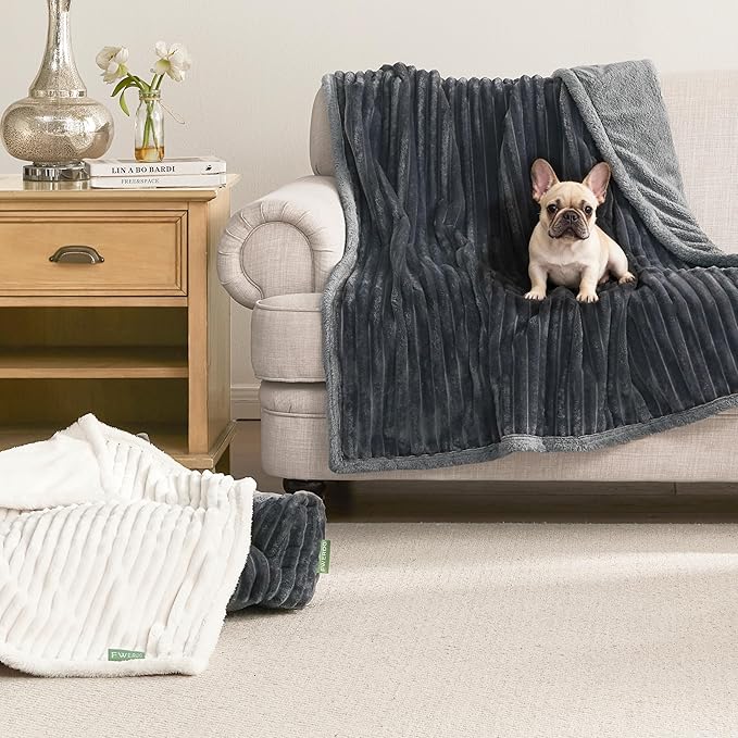 Waterproof Twin Blanket for Bed - Washable Large Dog Blankets for Bed Protector, Thick Cozy Fleece Calming Pet Blankets for Indoors & Outdoors, Dark Grey, 60"x80"