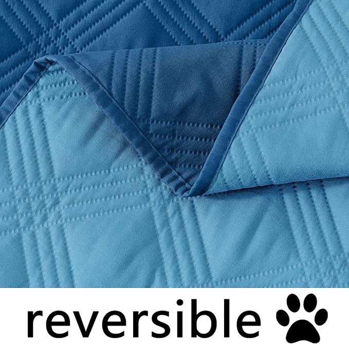 hyha Waterproof Dog Blanket, Reversible Pet Bed Blanket, Soft Sofa Couch Cover for Dogs Washable, Waterproof Pet Couch Covers for Sofa Puppy Cats Furniture Protector(68"x82", Navy Blue/Blue)
