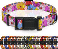 Dog Collar, Pink Floral Boys Girls Puppy Collar for Small Medium Large Dogs, Adjustable Soft Floral Pet Collar with Safety Buckle for Male Females(Pink Floral, L)