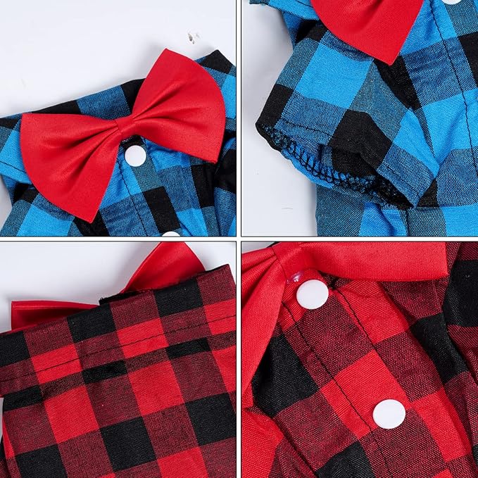 Tongcloud 3 Pack Plaid Puppy Cat Shirt - Cute Dog & Cat Shirts for Extra Large Dogs & Cats - Birthday Party & Holiday Photo