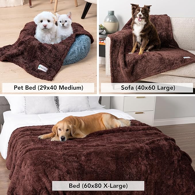 PetAmi Dog Blanket for Small Medium Dogs Brown, Fluffy Soft Puppy Blanket, Sherpa Fleece Cat Blanket for Kitten Doggie, Calming Pet Blanket Throw for Couch Sofa Bed Washable, Medium 29x40