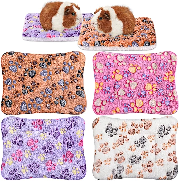 Tuanse 4 Pack Ultra Soft Dog Cat Bed Mat Small Animal Guinea Pig Bed with Cute Print Reversible Fleece Dog Crate Kennel Pad Cozy Washable Thickened Hamster Pet Beds Mat(13 x 10 Inches,Vivid Color)