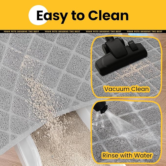 Cat Litter Mat Litter Trapping Mat, 24" x 17" Premium Durable PVC Grid Mesh with Scatter Control, Non-slip, Less Waste Cat Litter Box Mat, Grey 2 Pack