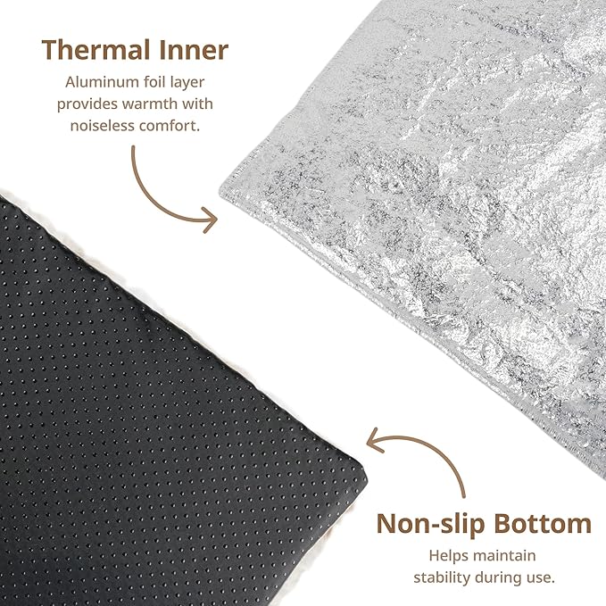 Self Warming Cat Bed, 24" x 18" Ultra Soft Cat Dog Pet Heating Pad for Indoor Outdoor, Non-Slip Heated Dog Mat Thermal Blanket