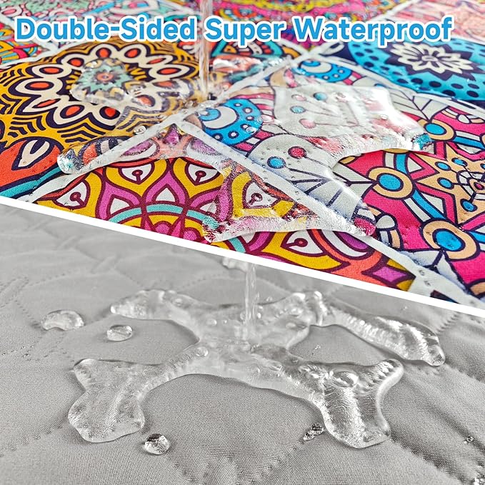 Waterproof Dog Blanket, Bohemian Dog Bed Cover Pet Blanket, Reversible Sofa Couch Cover for Dogs Washable, Protect Furniture Bed Couch Sofa for Puppy Cat (Colorful Medallion, 52×82 Inch)