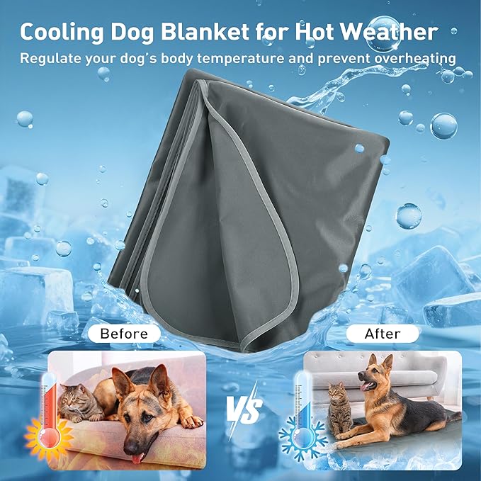 Kritter Planet Waterproof Cooling Dog Mat, Soft Pet Blanket for Summer, Lightweight Outdoor Mat, Reversible Furniture Cover, 50 x 60 inch, Grey