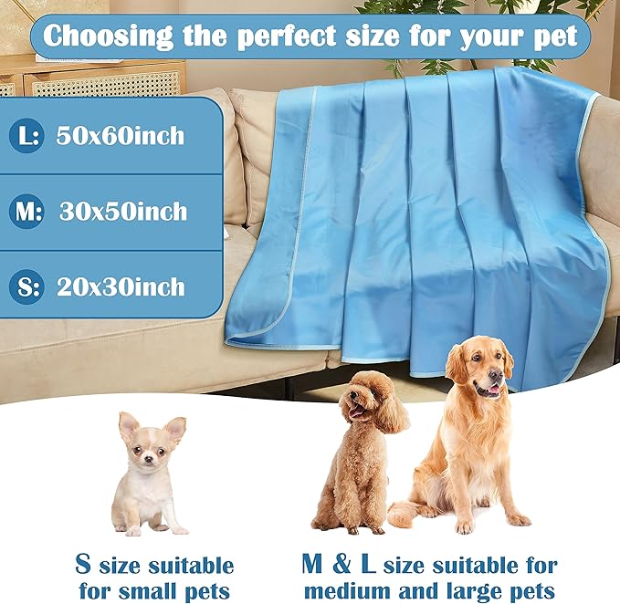 Kritter Planet Waterproof Cooling Dog Mat, Soft Pet Blanket for Summer, Lightweight Outdoor Mat, Reversible Furniture Cover, 30 x 50 inch, Blue