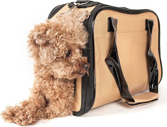 Pet Life ® 'Mystique' Fashion Designer Travel Soft-Folding Airline Apprived Pet Dog Carrier with Quilted Front Pocket