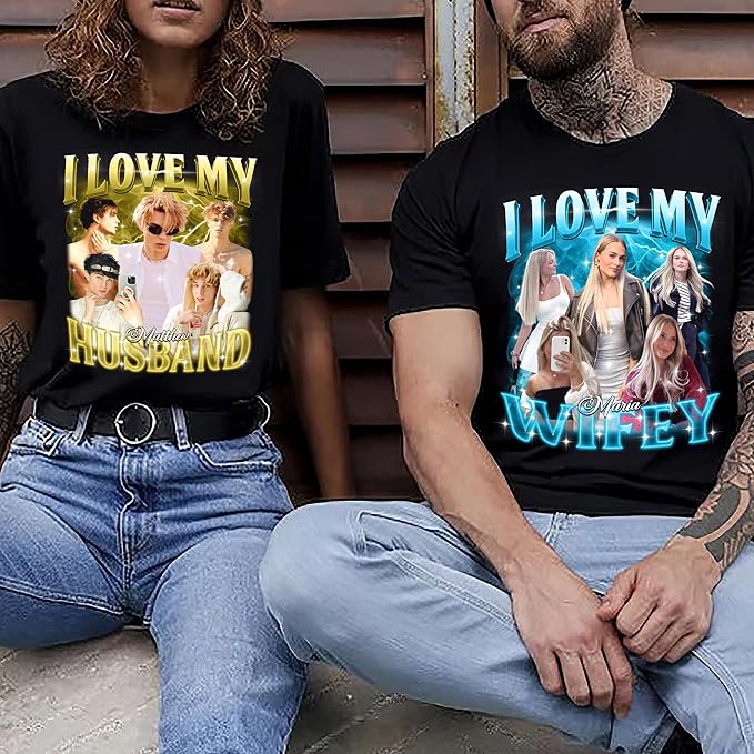 Tehg & Tuhg Custom T Shirts with Picture, Vintage Bootleg Rap Tee, Boyfriend Girlfriend, Unique Gift for Birthday Anniversary