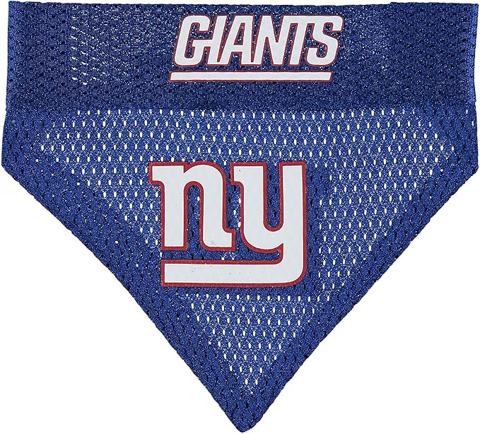 NFL DOG BANDANA - NEW YORK GIANTS REVERSIBLE PET BANDANA. 2 Sided Sports Bandana with a PREMIUM Embroidery TEAM LOGO, Small/Medium. - 2 Sizes & 32 NFL Teams available