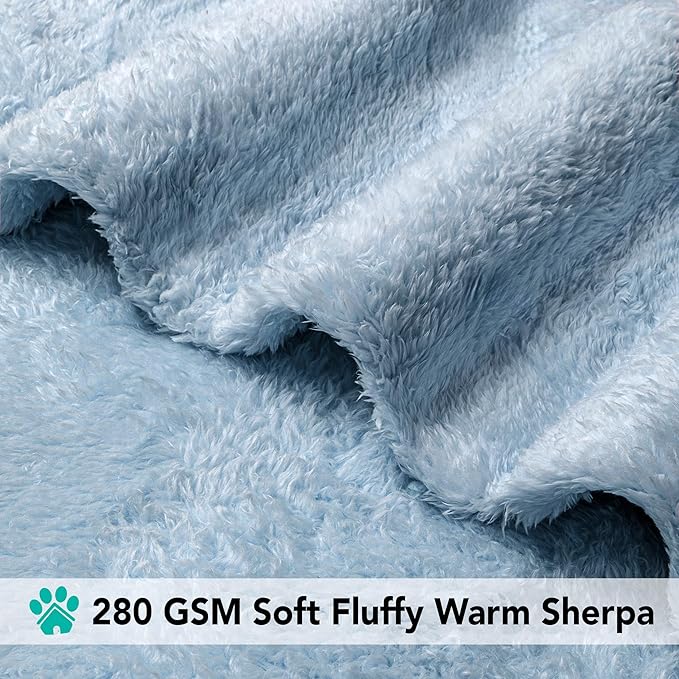 PetAmi Dog & Cat Blanket - Fluffy Soft, Sherpa Fleece, Calming, Washable, Blue, Medium 29x40